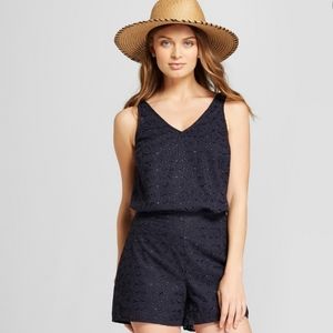 A New Day Metallic Eyelet Top Navy Size Medium